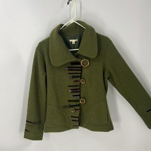 Carson artsy Ribbon Trimmed Boiled Wool lined blazer jacket S